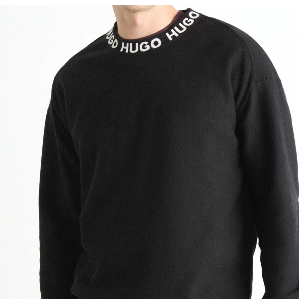 HUGO by HUGO BOSS Men's Classic Black Crewneck Sweater NWT